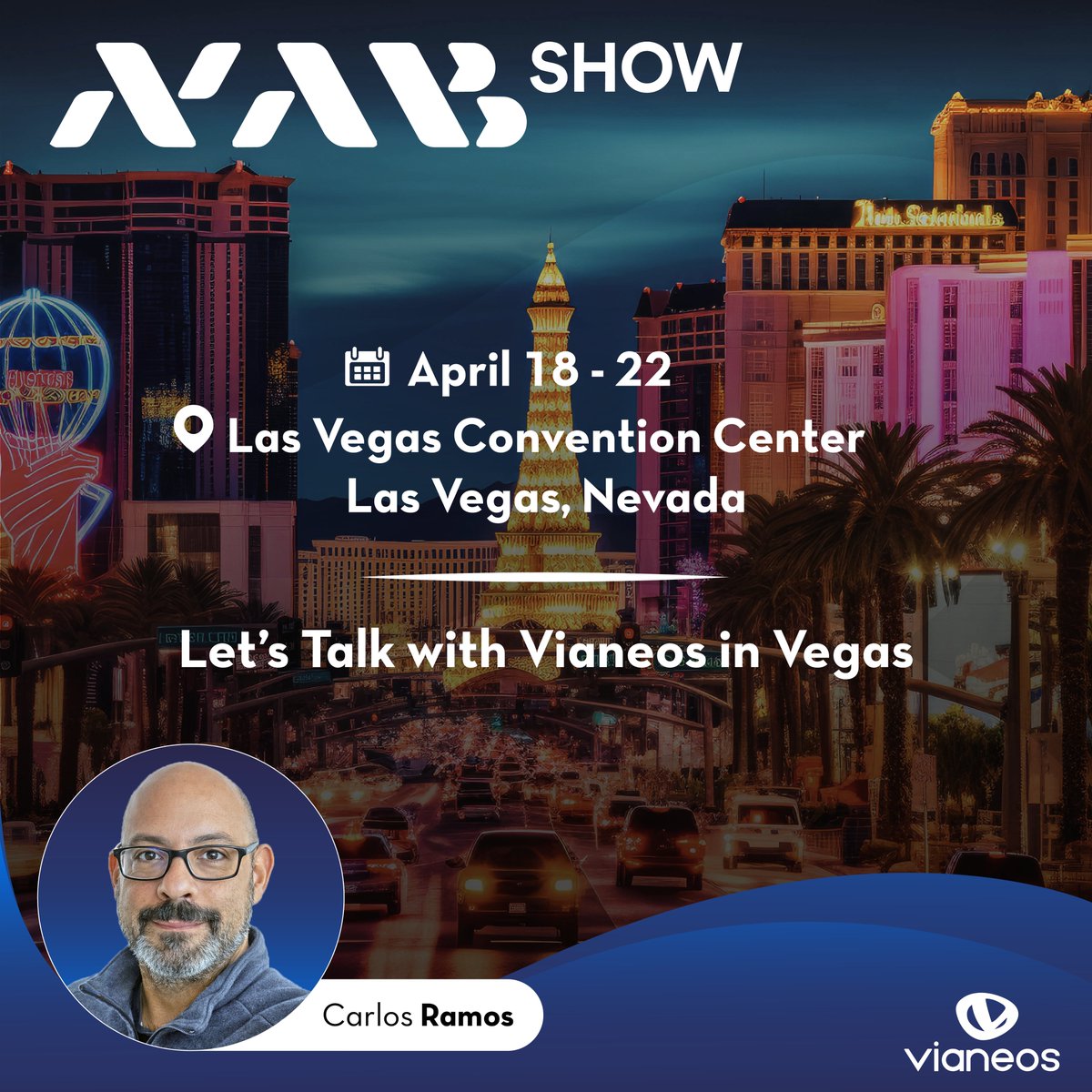 Vianeos's tweet photo. Heading to the NAB Show in Vegas? Let’s connect.

Contact Carlos: carlos.ramos@vianeos.com

#Vianeos #NABShow #MediaTechnology #Broadcast #Innovation #Networking https://t.co/ksaS6xQgcT