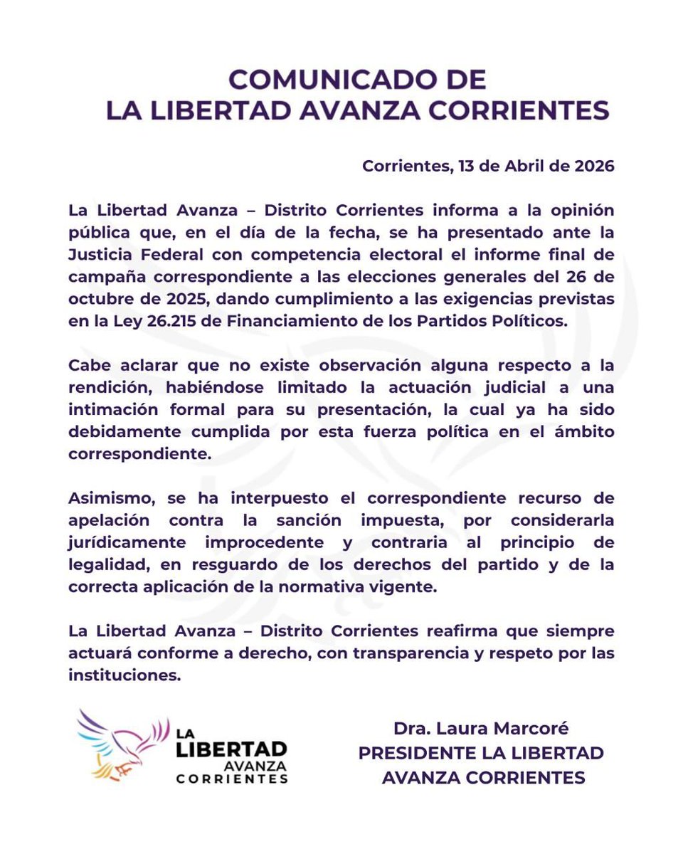 La Libertad Avanza Corrientes tweet media