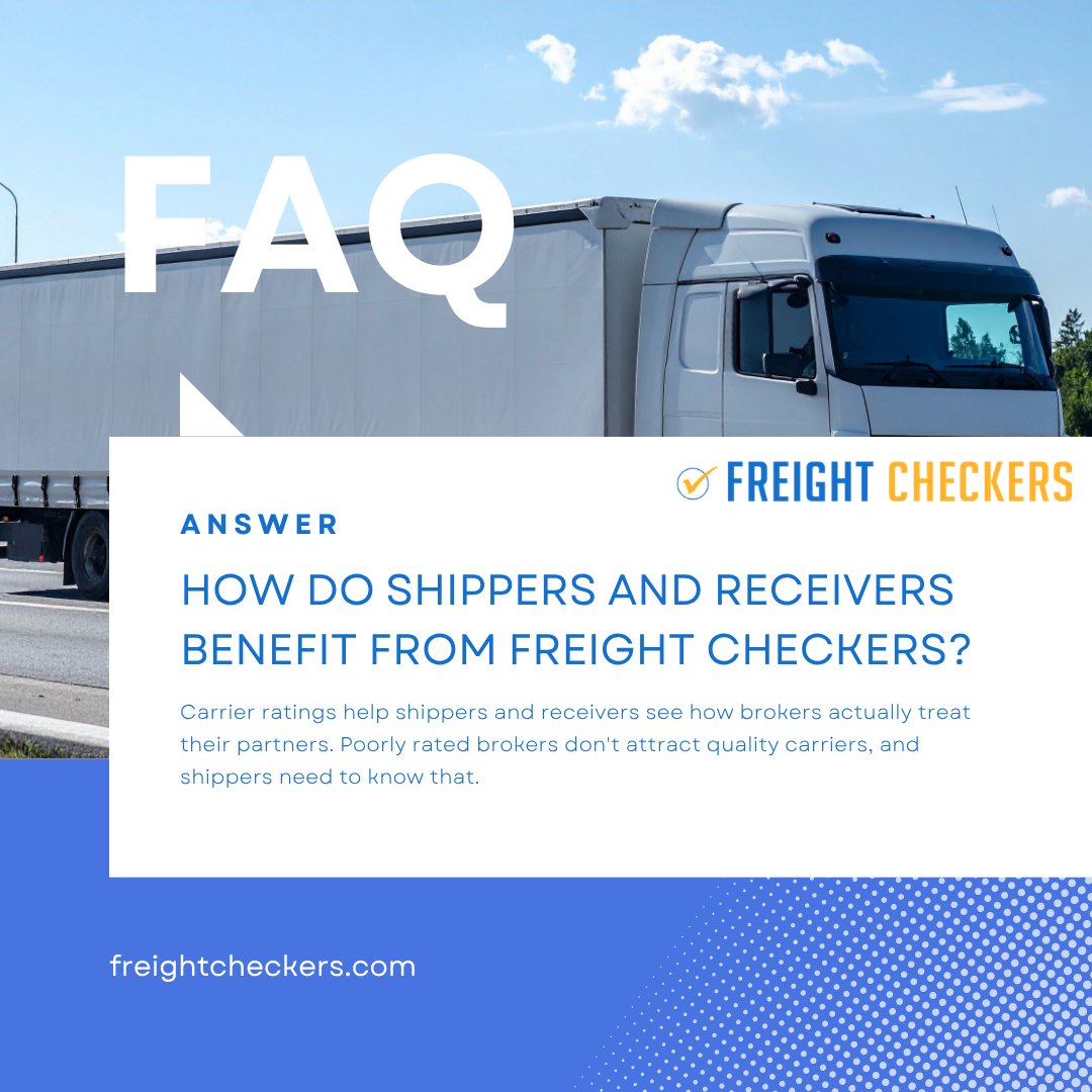 freightcheckers's tweet image. Freight Checkers isn't just for carriers.

Broker ratings show shippers and receivers how brokers treat their partners. Poorly rated brokers don't attract quality carriers.

freightcheckers.com

#Shippers #SupplyChain #FreightCheckers