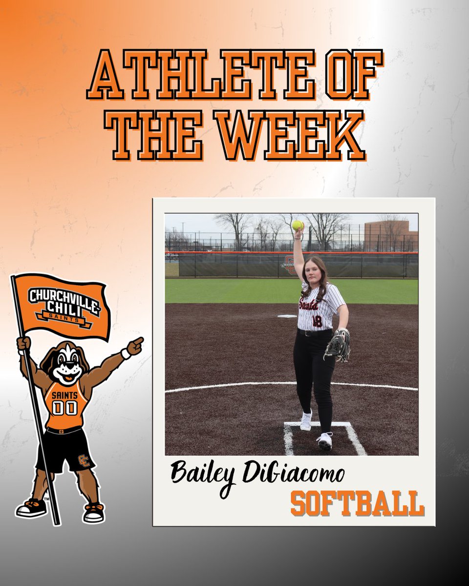 Congratulations to our Athlete of the Week — senior softball player Bailey DiGiacomo!
Bailey hit .625 with five hits and three doubles in two games and recorded her 300th career strikeout against Hilton. A true team leader. Way to go, Bailey! #CCSaintsPride 🥎