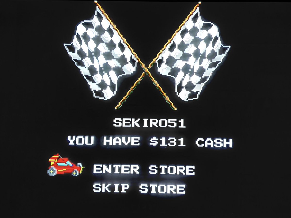 sekiro_51's tweet image. 海外マスターシステム用 R.C.Grand Prix 🛞
①３位入賞で30$の稼ぎ🥉敵車は遅いけどクオリファイのタイムは厳しめ⏱️
②第2レース🛣️残り1秒で1位ゴール🥇
③101$獲得し合計131$💵パーツショップへGO🔧
④モーター､タイヤ､サス､ギヤ､電池を高性能な物に交換可能🔋なかなか面白いレースゲーム👍
#SMS