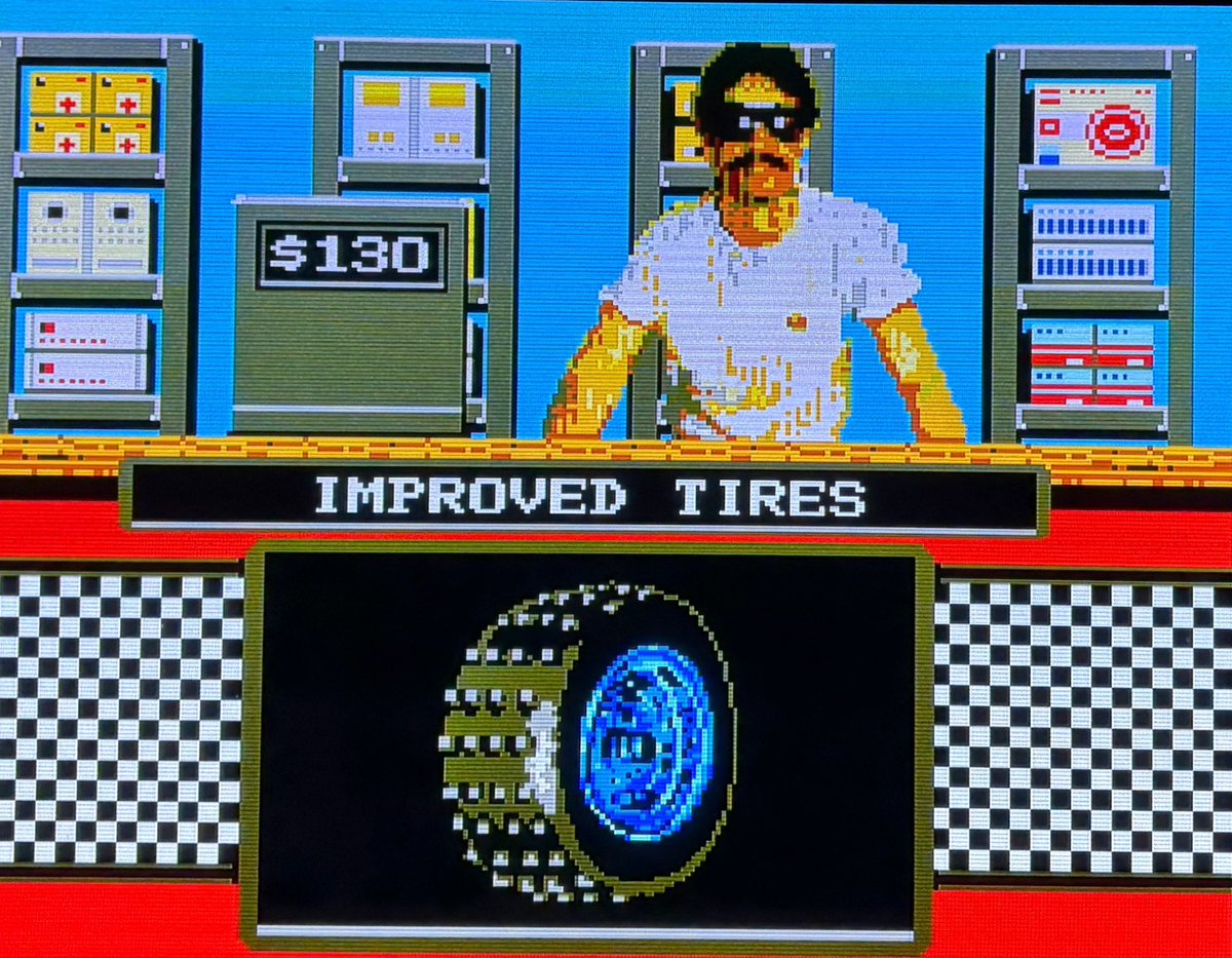 sekiro_51's tweet image. 海外マスターシステム用 R.C.Grand Prix 🛞
①３位入賞で30$の稼ぎ🥉敵車は遅いけどクオリファイのタイムは厳しめ⏱️
②第2レース🛣️残り1秒で1位ゴール🥇
③101$獲得し合計131$💵パーツショップへGO🔧
④モーター､タイヤ､サス､ギヤ､電池を高性能な物に交換可能🔋なかなか面白いレースゲーム👍
#SMS