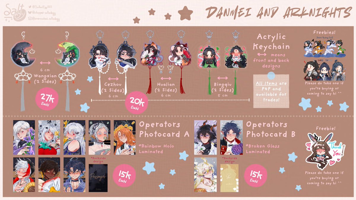 SaltedEgg003's tweet image. [Likes &amp;amp; RT --&amp;gt; 🫂💕]

My #CF22 PO is OPEN!
Booth: Snorkmi &amp;amp; Friends - Number TBA

🗓 14 - 20 Apr
🌟 Gachiakuta, TGCF, MDZS, SVSSS, QJJ, HSR, Genshin (Faelight/ Illuflins), Arknights, Original
🛒 Pickup DAY 2 ONLY and Mail Order form on thread ⬇️

#cf22catalogue #comifuro22