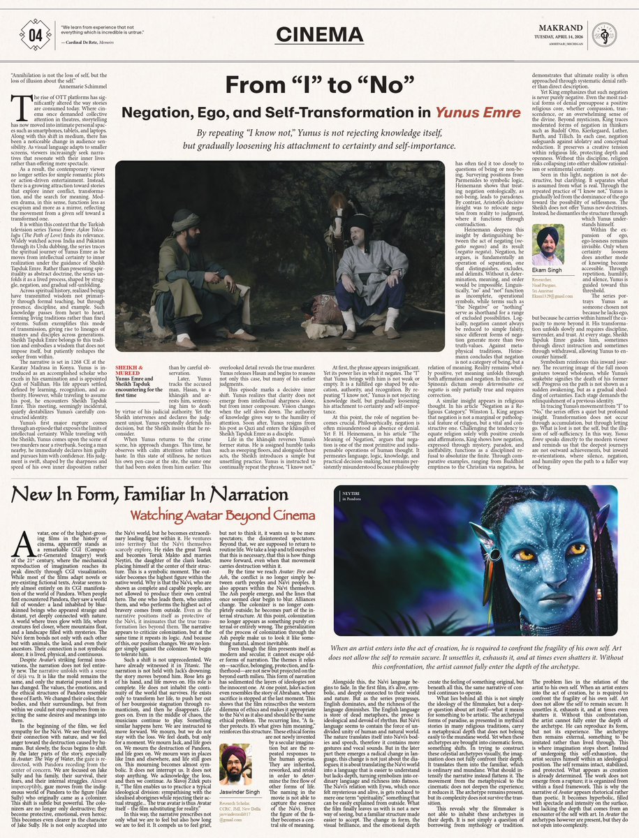 Naad_Pargaas's tweet photo. 📖 Makrand | Vol. 04, Issue 02

We are delighted to present the latest issue of *Makrand*.  

This edition journeys through the inner experiences of aesthetics, symbolism, myth, cinema, science, and philosophy—bringing together diverse voices from young minds. https://t.co/FFZtzCHpCU
