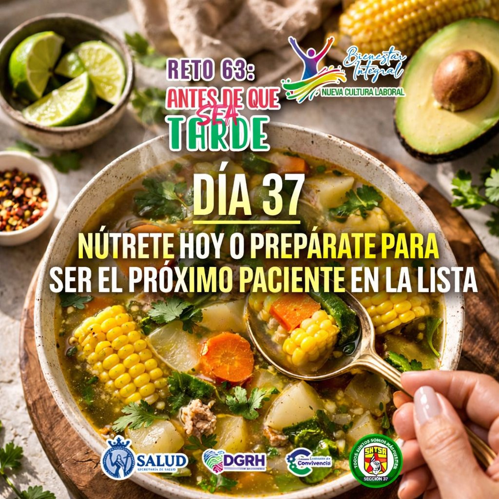 sntsa_37's tweet image. Día 37 | Reto 63: Antes de que sea tarde

Hoy es el momento de elegir tu bienestar. Una buena alimentación no solo nutre tu cuerpo, también fortalece tu salud y previene enfermedades. Cada decisión cuenta.

#NuevaCulturaLaboral #BienestarIntegral #Reto63