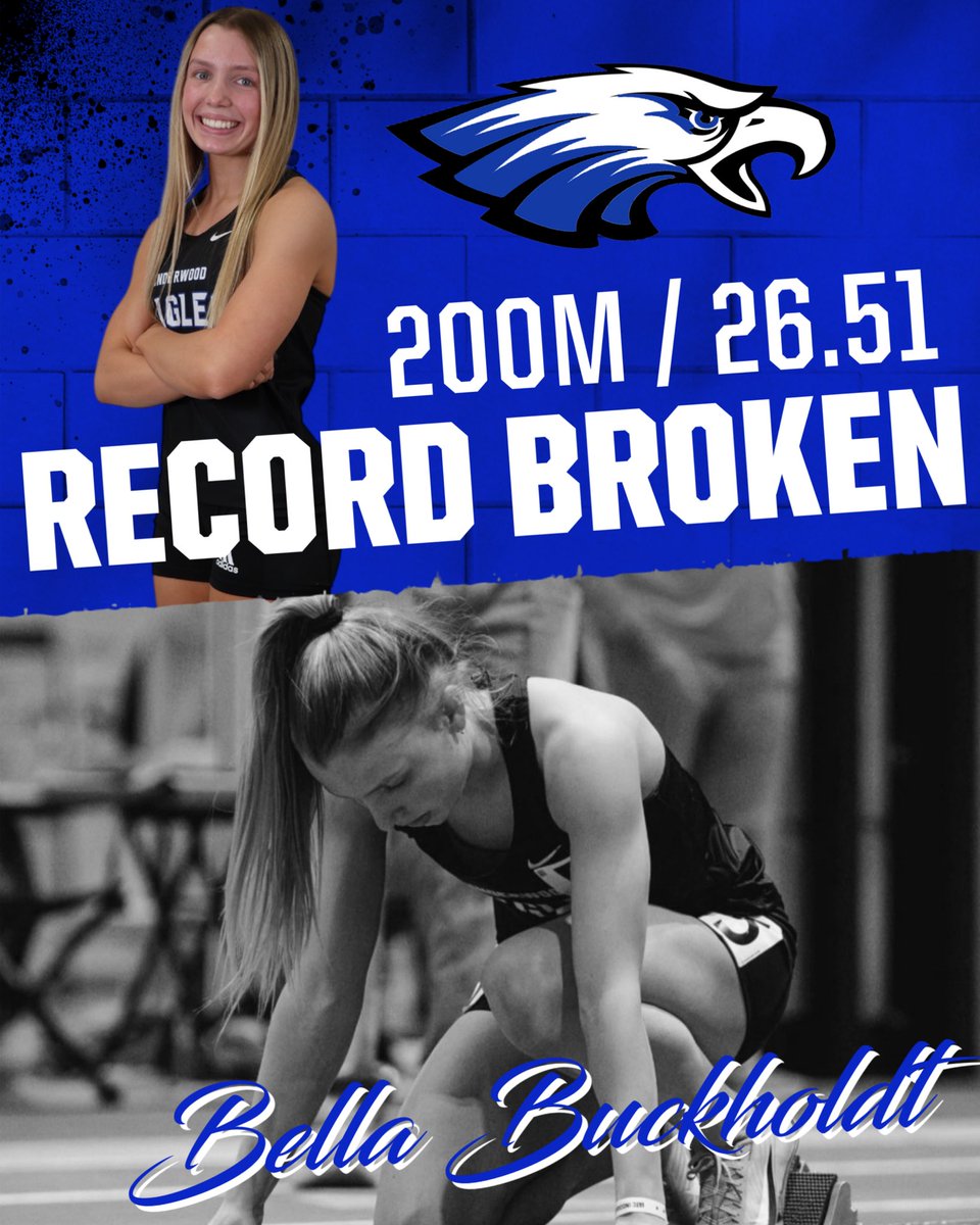Eagles_Girls_TF's tweet photo. Congratulations Bell Buckholdt on her new school record in the 200M Dash. The previous record was held by Karley Larson in 2018 with a time of 26.56 https://t.co/ddVpT8nIaf
