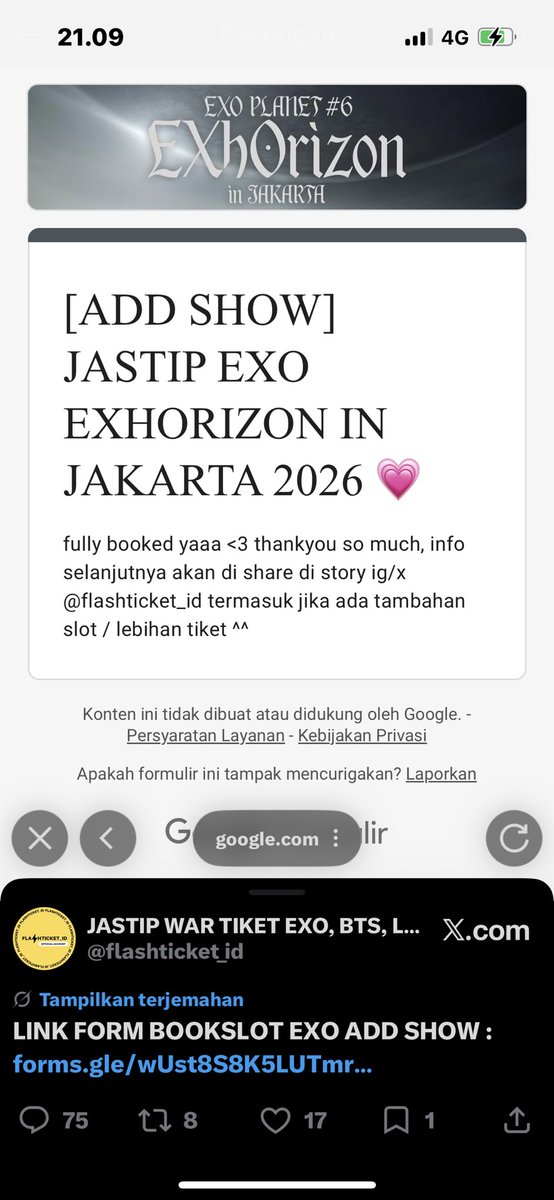 Indhsftriii12's tweet photo. @flashticket_id Lailahaaa g dapet😭💔 https://t.co/I20eAJvl1F