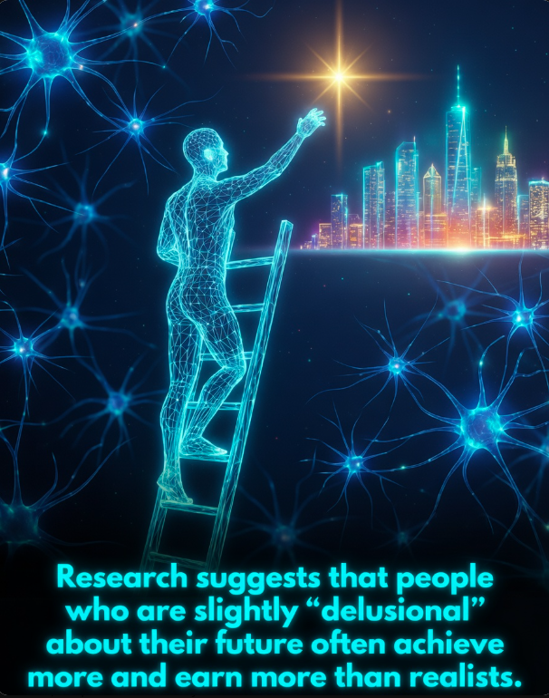A little “delusion” about your future might actually be the key to greater success and wealth.

Recent psychological research shows that people who hold slightly optimistic or even mildly unrealistic views of their future tend to outperform strict realists. This phenomenon, known