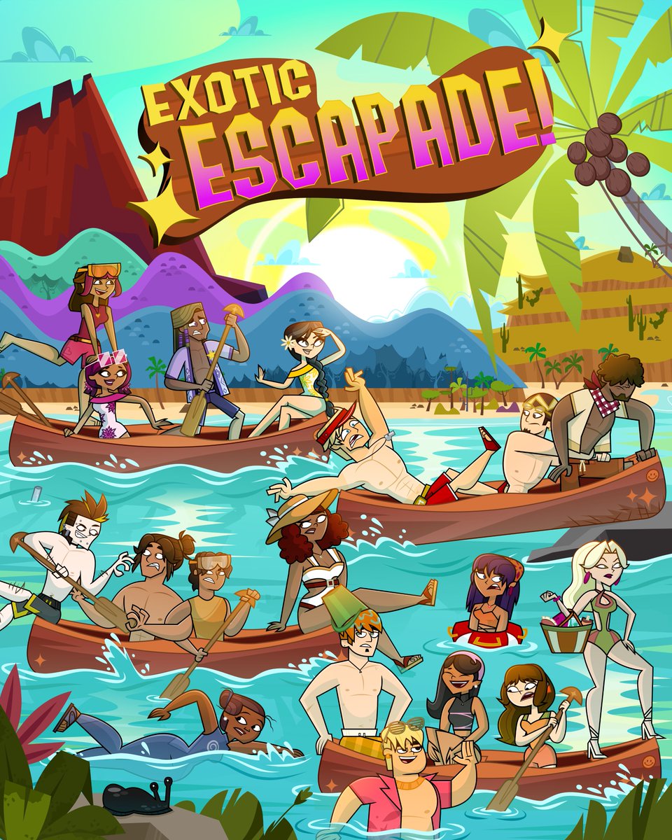 We got the swimwear poster UPDATED! 🌴🥥🌊🥽☀️

We’re ready to sail... but WAIT! There's something different about this photo... can you guess which characters got their outfits changed? 🌊🌴

#ExoticEscapade #eetwt
