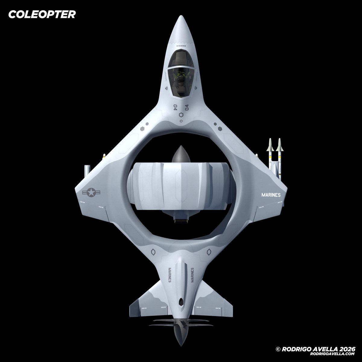 rodrigoavella's tweet image. VTOL Coleopter - Marines Version

#vtol #attack #attackaircraft #conceptaircraft #military #usa #airplane #aviation #airforce #usaf #navy #fighter #fighterjet #jet #jetfighter #stealth #concept #A10 #warthog #thunderbolt #sixthgeneration #uav #ucav #drone