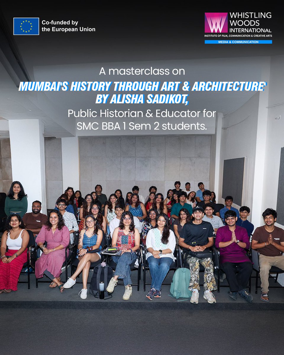 Whistling_Woods's tweet image. Last month, our BBA Media &amp;amp; Communication students had the privilege of exploring Mumbai with esteemed public historian and educator Alisha Sadikot for a masterclass on ‘Mumbai’s History Through Art &amp;amp; Architecture.’

#whistlingwoodsinternational #dowhatyoulove