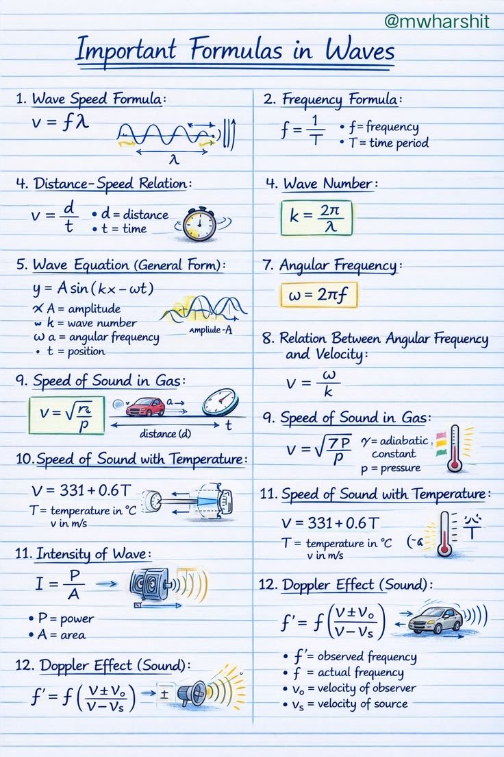 RWPhysics's tweet image. Waves formulas #physics