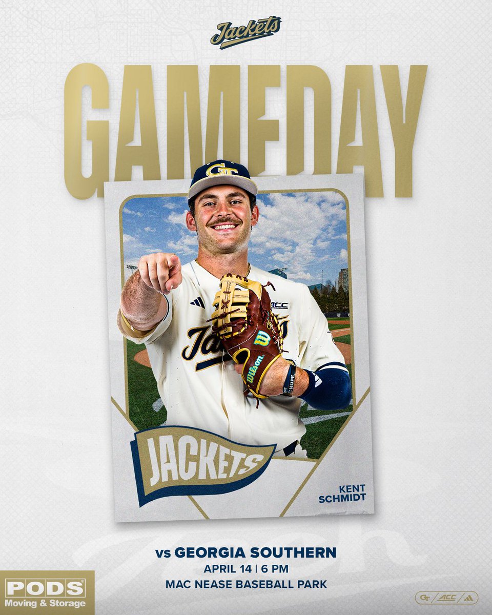 GTBaseball's tweet image. Let's keep it rolling!

🕕 6 pm
No. 2 GT 🆚 Georgia Southern
🏠 Mac Nease Baseball Park
🎫 buzz.gt/BSB-Tix (Special $7 midweek deal!)
📺 ACCNX - buzz.gt/GSTV226
📊 buzz.gt/GSST226
📻 GT Gameday App
Bingo &amp;amp; 🍻 $3 beer
Presented by @PODS

#StingEm🐝 x