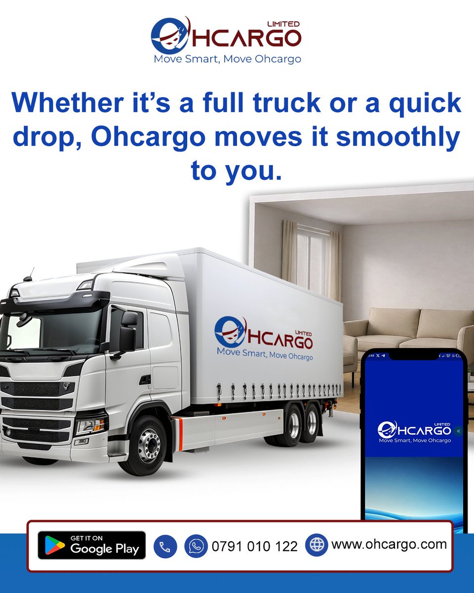 ohcargo's tweet image. Logistics shouldn't be a puzzle. 🧩

Whatever you need moved, we’ve got the wheels and the tech to get it there without the drama. Professional service, real-time tracking, and zero excuses.

Download: play.google.com/store/apps/det…

#Ohcargo #Logistics #MovingDay #Kenya