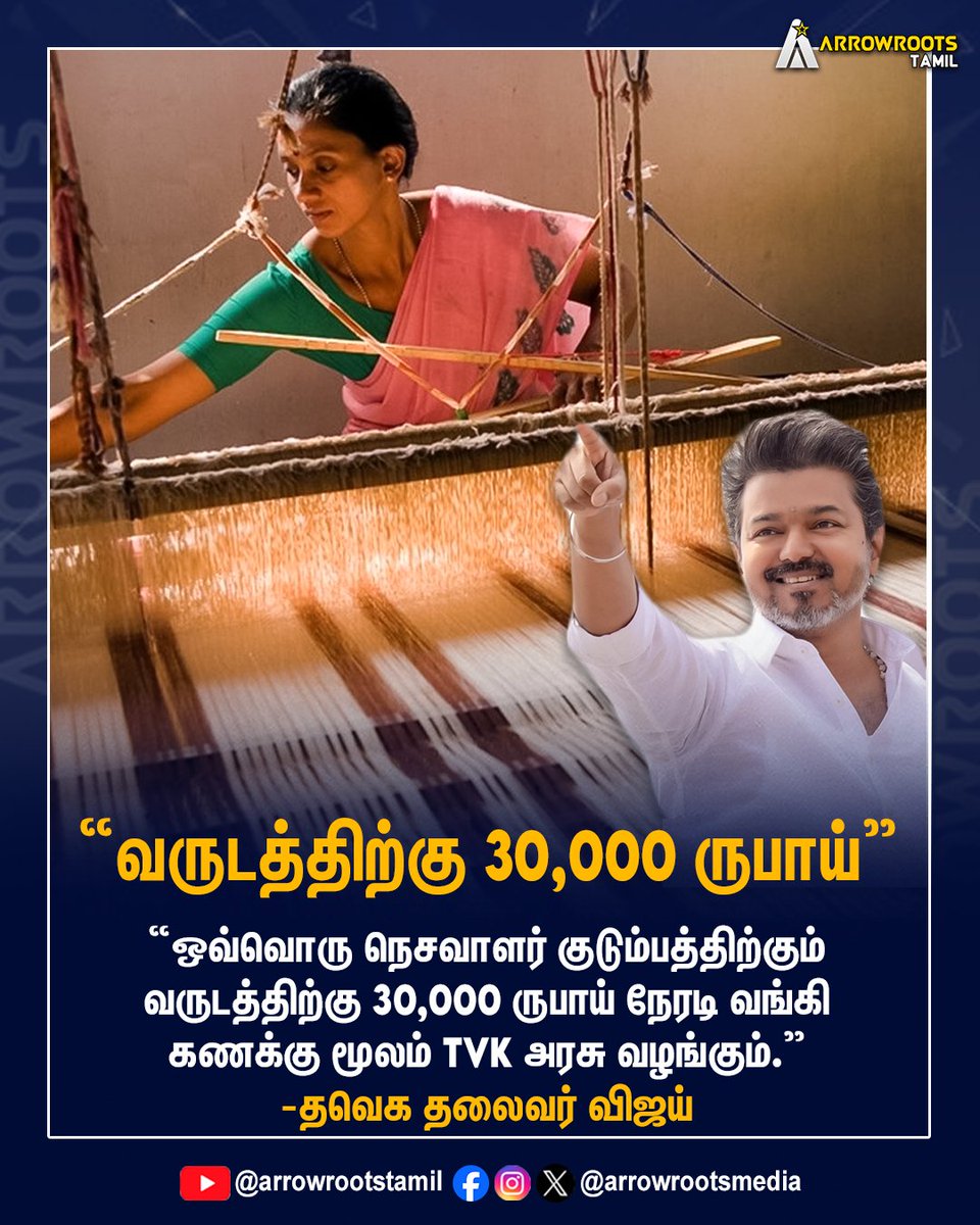arrowrootsmedia's tweet image. "வருடத்திற்கு 30,000 ருபாய்"
#handloomworkers #tirupur #TVKVijay #arrowroots