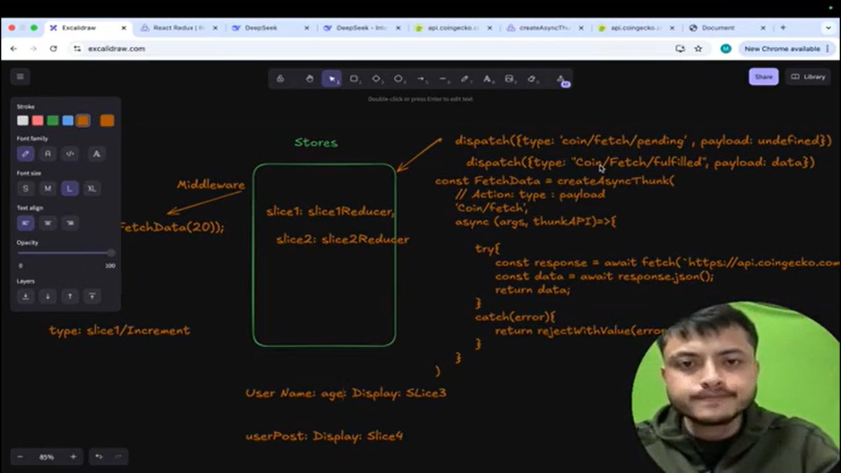 CodeMindsCraft's tweet image. Day 16 of React ⚛️
​📌 Today’s Learning:
• 🌐 createAsyncThunk: Handling Async APIs
• 🚦 Auto-dispatch: Pending, Fulfilled &amp;amp; Rejected
• 🏗️ extraReducers: Handling external actions
• 🔄 Reducers vs extraReducers architecture
​@rohit_negi9 #ReactJS  #LearningInPublic #coderArmy