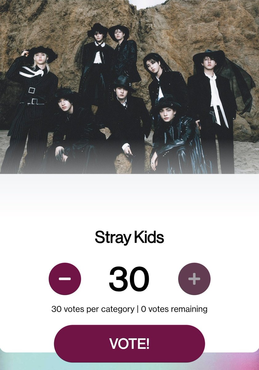 SKZCrave's tweet image. Can we get 50 proofs of website voting for Best Male K-Pop at #AMAs 

VOTE FOR STRAY KIDS ON AMAs
#StrayKidsAMAsBestMaleKpop