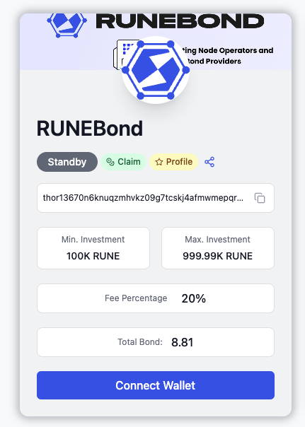 RUNEBondApp's tweet photo. 🚀 Big news: the official RUNEBond node is live.

We're looking for our first seed bond providers (minimum 100K RUNE) to help us churn into @THORChain's active node set for the first time.

This is how we fund the platform our way of keeping the project moving forward, with the community bonding alongside us and earning real RUNE yield in return.

Once we're stable in the active set, we'll open the node to smaller providers too making it accessible for everyone.

But we need the first believers to get there. If you have 100K+ RUNE and want to back the project that's building the rails for THORChain bonding this is your moment.

Whitelist requests are open on the platform or reach us via DMs or our Telegram we're happy to talk.