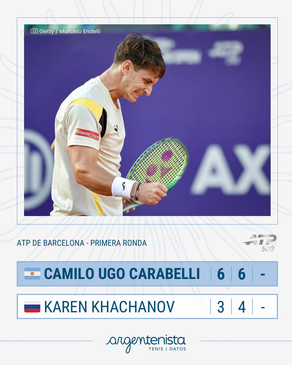 Triunfazo de Camilo🇦🇷🔥

Camilo Ugo Carabelli 🇦🇷 logró una gran victoria en el ATP de Barcelona 🇪🇸, venciendo en sets corridos a Karen Khachanov 🇷🇺

Consigue así el mejor triunfo de su carrera en cuanto al ranking del rival

🔜 Rafael Jodar 🇪🇸