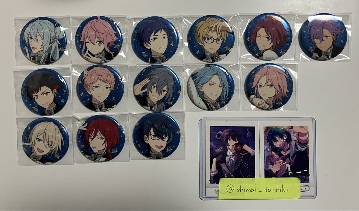 shimai_torihiki's tweet photo. 【交換】あんスタ スタライ 10th 缶バッジ アイドルバッジコレクション

譲：渉 桃李 弓弦 真 真緒 アドニス 鉄虎 宗 ニキ HiMERU こはく 藍良 夏目 つむぎ 茨 創 颯馬 維吹 エス2

求：燐音 零 各1求め

※スタライ大阪手渡し(24〜26日)のみ
※燐音は母分です

検索からでもお気軽にお声掛けください https://t.co/HmXlKzsyGm