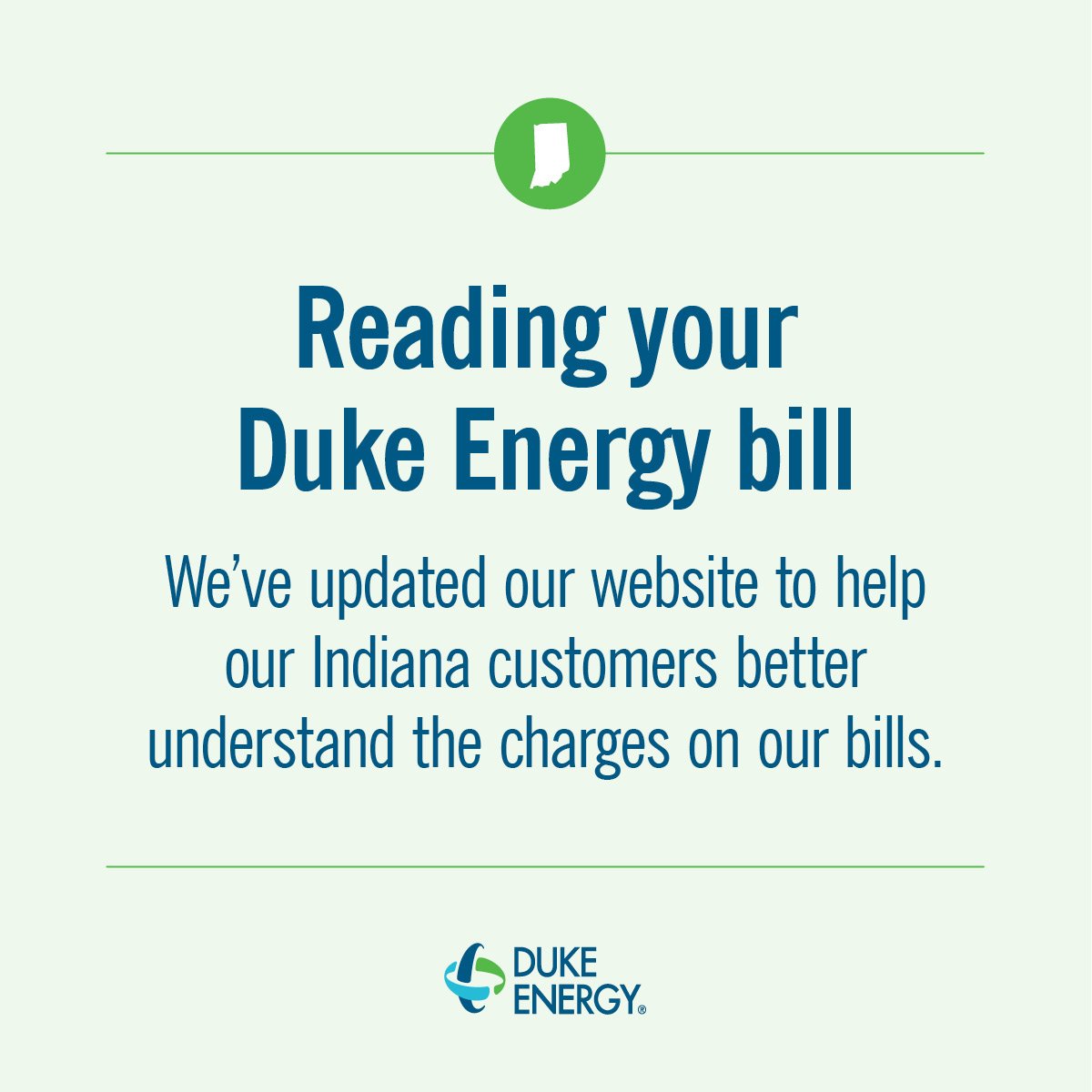 Take a look at our updated website that breaks down what makes up a Duke Energy Indiana bill: share.google/2QynZErF7Ekudq…