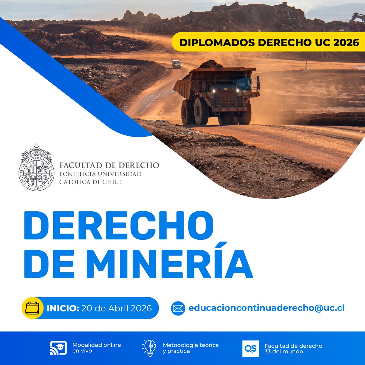 _PDAE's tweet photo. 📣 ¡Aún quedan días disponibles para inscribirte!

📅 El lunes 20 de abril, inician los Diplomados en Derecho de Aguas, de Energía y de Minería. Comienzan con el curso común: "Bases Constitucionales y Fuentes Regulatorias de los Recursos Naturales". https://t.co/UtcWMwx4YE
