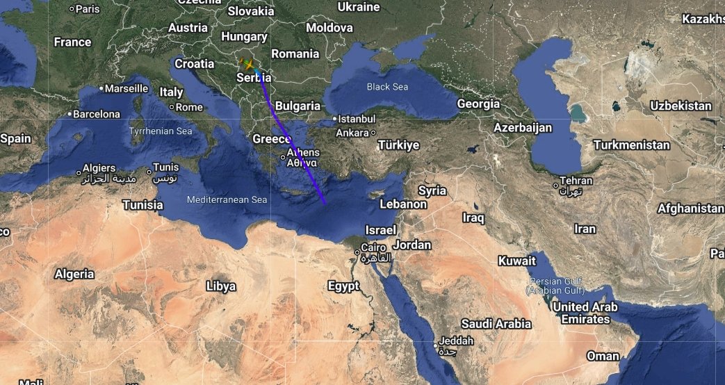 Lukai1861's tweet image. #Serbia #Egypt | Egyptian 🇪🇬 military aircraft SU-BTY just left Batajnica Air base, Serbia 🇷🇸:

Two days ago, Egyptian Air Force 🇪🇬 military transport aircraft #EGY1903 (Ilyushin Il-76MF reg: SU-BTY "Betty") landed at #Batajnica military air base in Serbia 🇷🇸. 

Flight timeline: