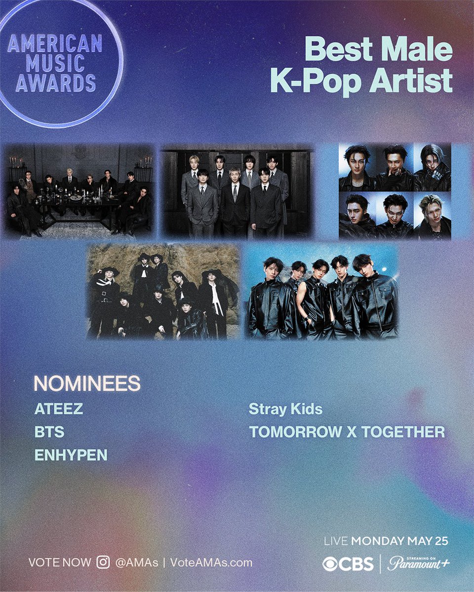 EuropeAteez's tweet image. ATEEZ have been nominated for AMA (American Music Awards) Best Male K-pop category🔥

Voting guide⬇️
theamas.com/how-to-vote/

#ATEEZ #에이티즈 @ATEEZofficial #AMA