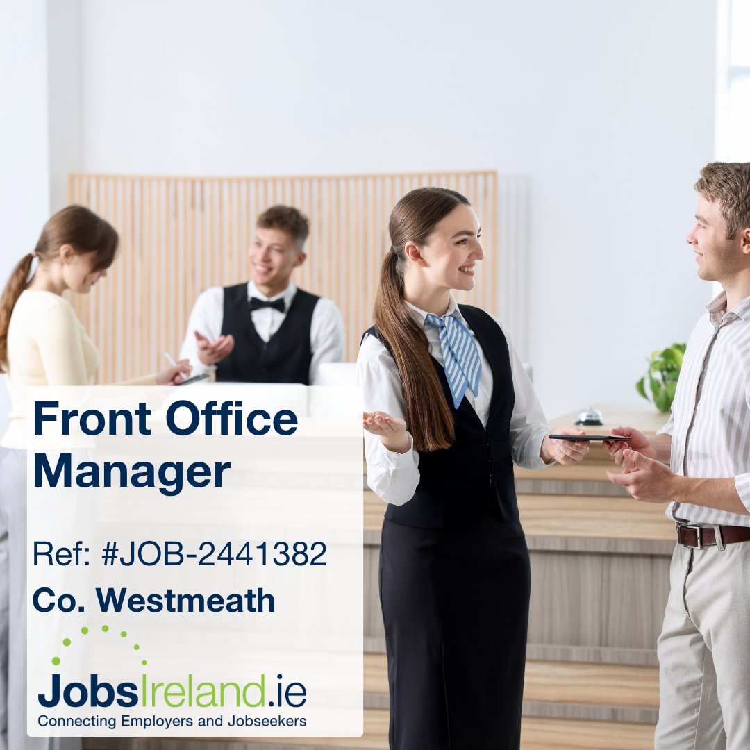 jobsireland's tweet image. 📍 Sheraton Athlone Hotel are currently recruiting for a Front Office Manager in #Westmeath

📢 Applicants must have a minimum of 2 years managerial experience

✍ Apply jobsireland.ie/en-US/job-Deta…

#WorkWithIntreo #JobFairy #WestmeathJobs
