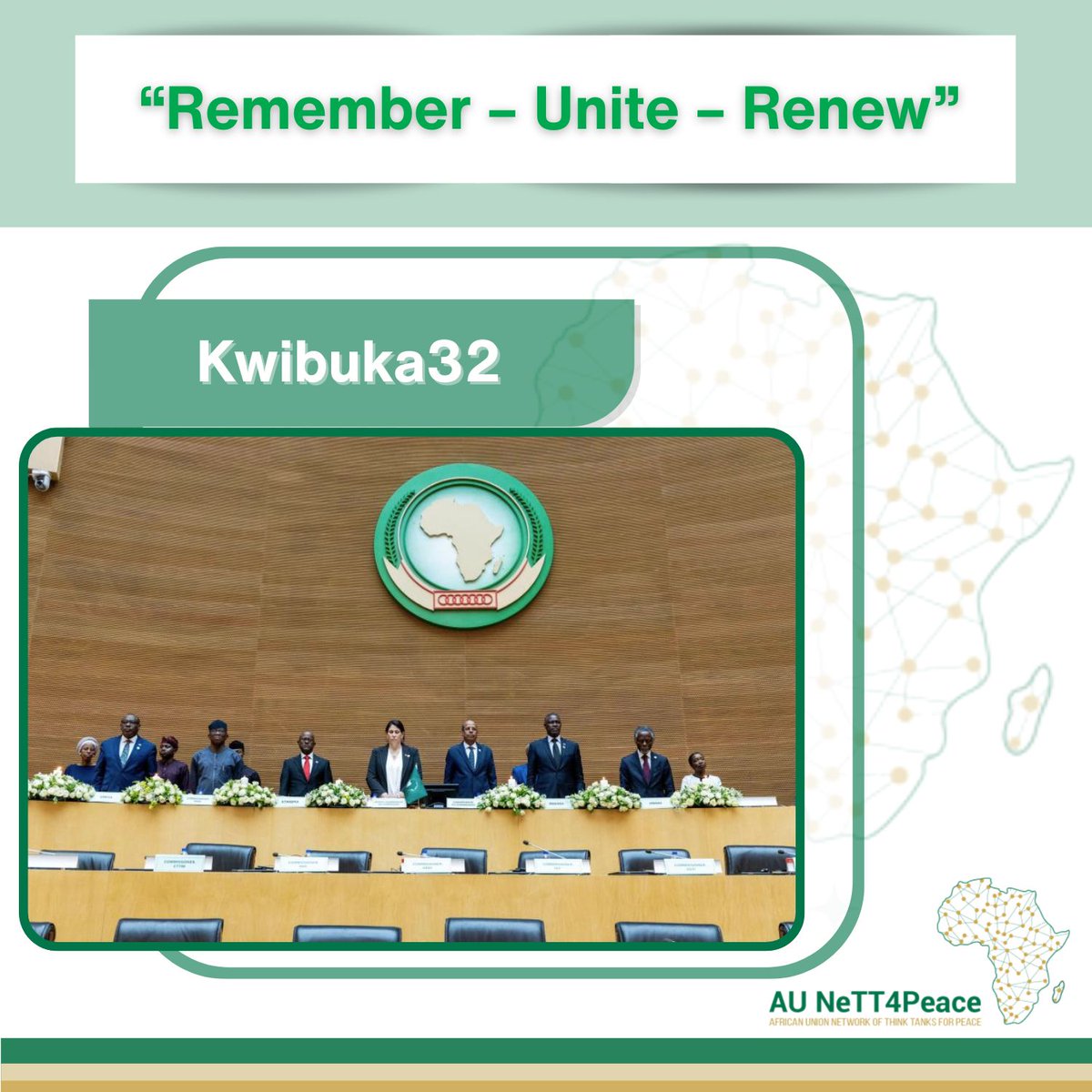 NeTT4Peace's tweet photo. On 7 April, the African Union marked 32 years since the 1994 Genocide against the Tutsi in Rwanda (#Kwibuka32), in collaboration with the Embassy of the Republic of Rwanda in Ethiopia at its headquarters in Addis Ababa, under the theme “Remember – Unite – Renew.”
@AUC_PAPS https://t.co/BaDUZseQvx