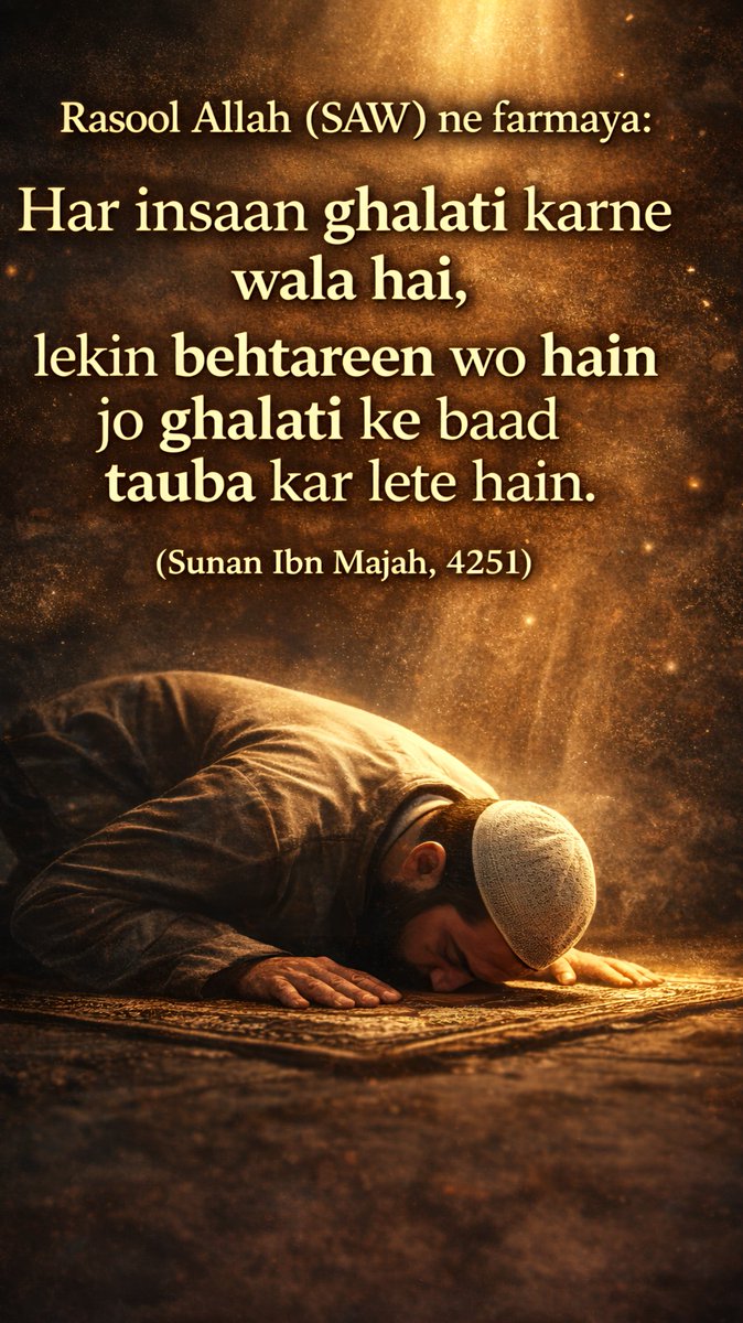 ITOFofficial's tweet image. Abhi bhi waqt hai… wapas aa jao 😔✨

Ye hadith hume yaad dilati hai ke har insan se ghalati hoti hai.
Magar sab se behtareen wo hai jo sachche dil se tauba kar le.

Explore our official presence and connect via the LINK IN BIO

#Islam #hadith #tauba #IslamTheOriginalFaith