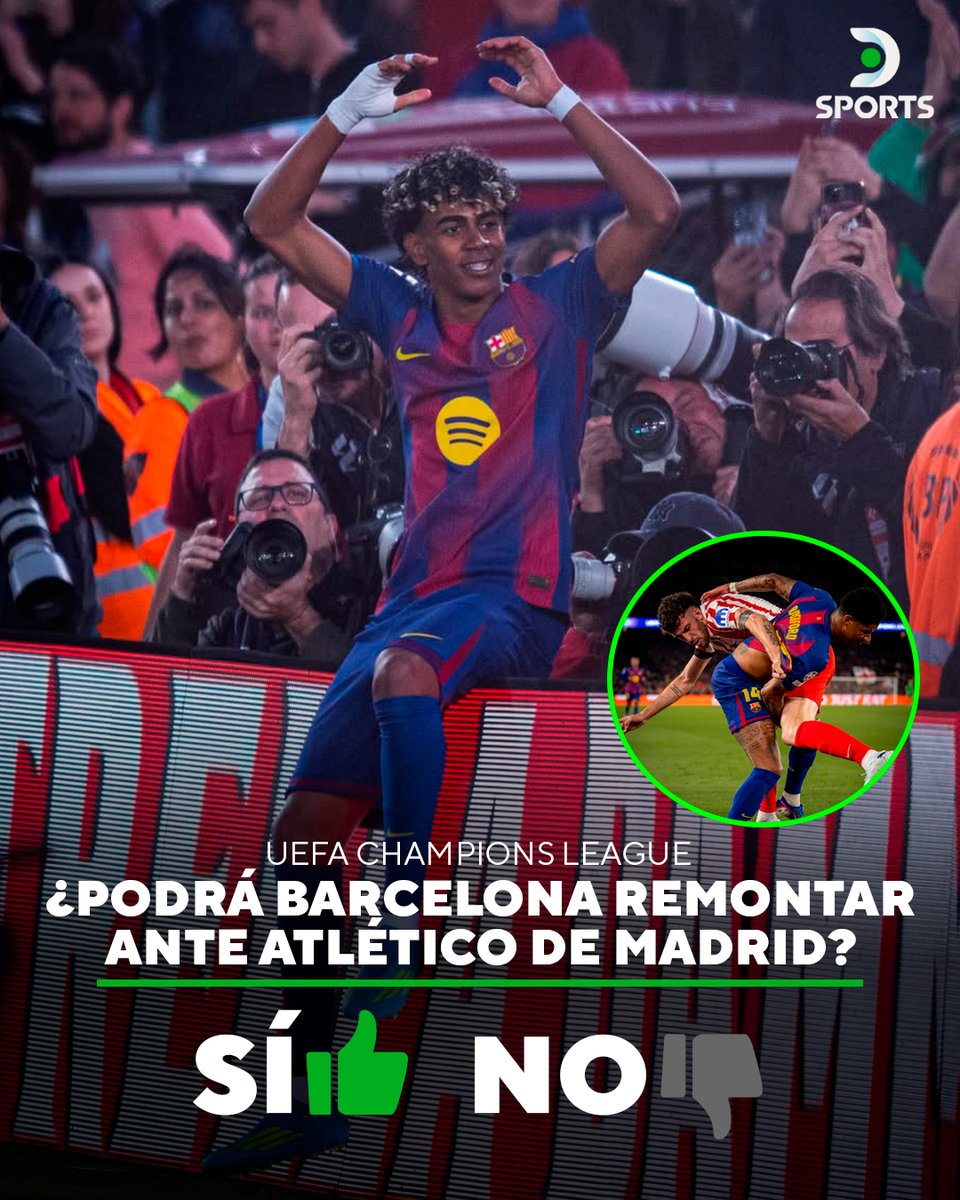 DSports's tweet image. ¿HABRÁ REMONTADA DE BARCELONA? 🇪🇸🤔

❌ Los Culés caen 0-2 ante Atlético de Madrid y esta tarde se enfrentan en el Metropolitano por la vuelta de los cuartos de final de la UEFA #Champions League.

📷 F.C.B
