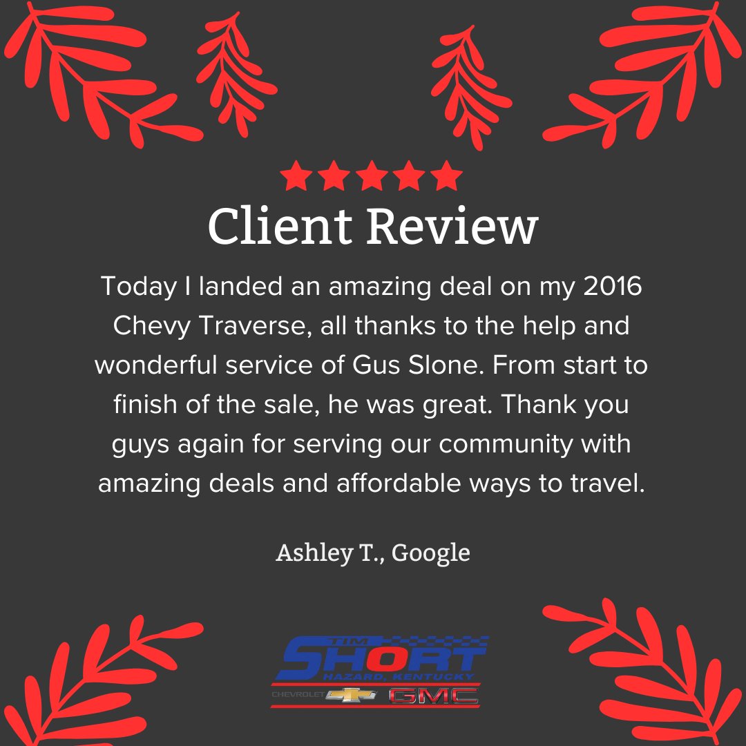 timshorthazard's tweet photo. Thank you, Ashley! We’re thrilled Gus could help you land an amazing deal—enjoy your 2016 Chevy Traverse! https://t.co/6ofEqxUrMY