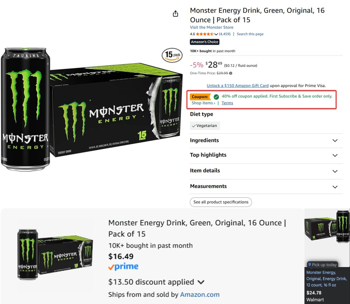 glitchaddicts's tweet image. LESS THAN $1.1 FOR MONTER ENERGY ON AMAZON

Must clip sub &amp;amp; save coupon 

Pack of 15 for only $16 (Orig, $30)

For reference a 12-pack is $25 on Walmart

deals.pennyexplorer.com/r/K2UOZw #ad