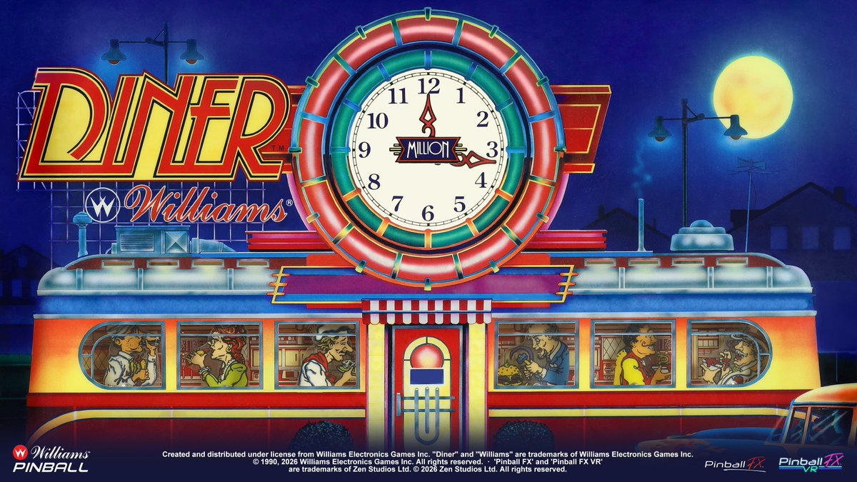 PinballFX's tweet image. Order up, Diner™ arrives in 3 days!

Feed five impatient customers to light D-I-N-E-R and unlock Dine-Time. The clock shows the Dine-Time jackpot value in millions! 💰

Wishlist Williams™ Pinball Volume 10 on Steam: store.steampowered.com/app/4511550/

#WMS10 #Pinball
