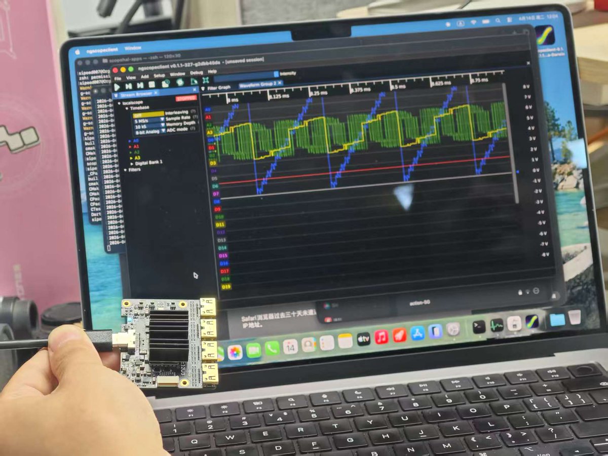 SipeedIO's tweet image. #ngscopeclient run on macOS with #Slogic32U3 ~