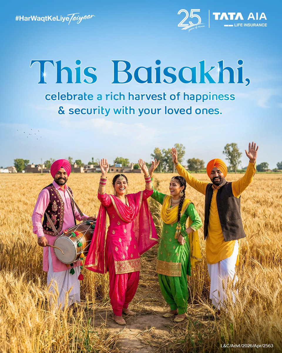 TataAIA_Life's tweet image. Happy Baisakhi! 🌾✨

May this festival of harvest bless you with prosperity, good health, and moments of pure joy with your loved ones.

Get secured here: tataaia.in/1PABP8

T&amp;amp;C apply: bit.ly/TataAIASocialD…

#TataAIA #LifeInsurance #Baisakhi