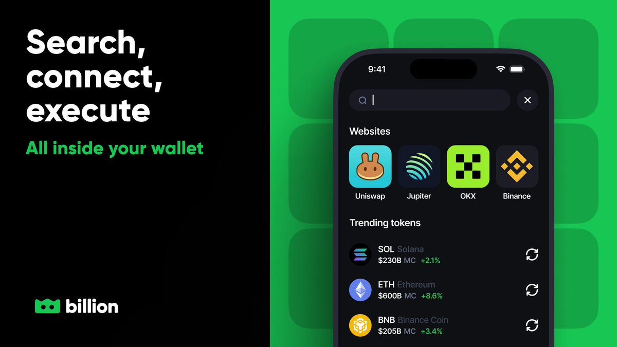 AstaWeb3's tweet image. $50 $SOL Giveaway

• Like, Comment, Repost
• Follow @billion_wallet 
• Tag 1 friend

24H | 2 Winners

Have been using the wallet pretty long, love the fast cross-chain swaps, ps, they only take a second.

Download and try it out👀