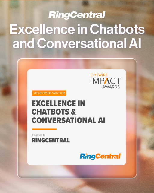 VoIPEngineer27's tweet photo. Proud to see RingCentral named a 2026 Gold Winner for #CMSWireIMPACTAwards for Excellence in Chatbots &amp; Conversational AI. It’s great to see the work our team is doing to create more connected, intelligent self-service and support experiences recognized. https://t.co/61tPtay4qH https://t.co/2gevQbOCkh