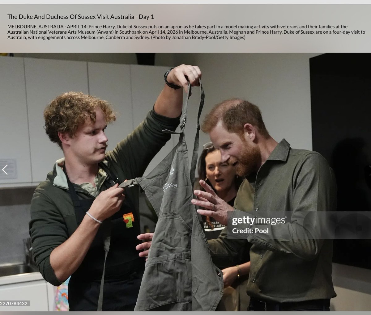 royalwhisper's tweet image. Prince Harry and Meghan, Duke and Duchess of Sussex take part in a model making activity with veterans &amp;amp; their families at the Australian National Veterans Arts Museum (Anvam) in Southbank on April 14, 2026 in Melbourne, Australia. 🇦🇺#HarryandMeghanAustralia📸#gettyimages