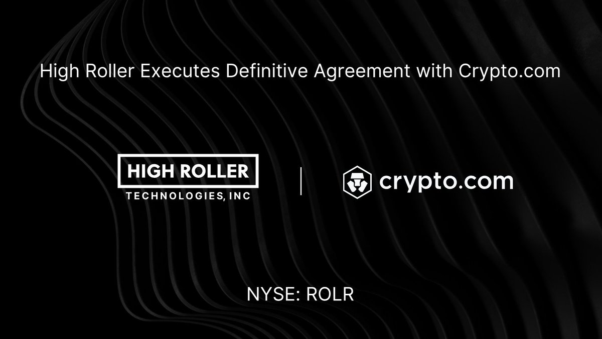 HighRollerROLR's tweet image. High Roller 🤝 @cryptocom! Today, we are pleased to share that we have executed a definitive agreement with Crypto.com to enter over $1 trillion U.S. prediction markets opportunity.

Read more: bit.ly/4t9ywJw $ROLR