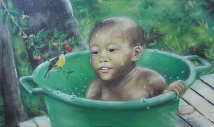 WayneBarrow15's tweet photo. Art of the Day! "HB4116 Open Air Bath Time". Buy at: https://t.co/H5jUbuskru https://t.co/S86eLtKG9d