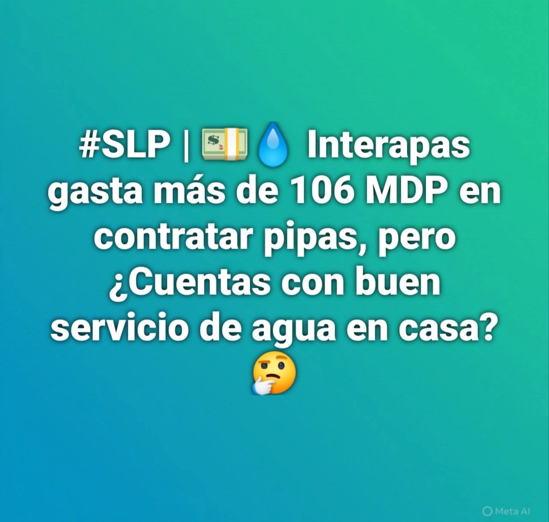 Planoinforma's tweet image. 💵💧 Interapas gasta más de 106 MDP en contratar pipas, pero ¿Cuentas con buen servicio de agua en casa? 🤔
#SLP #Interapas