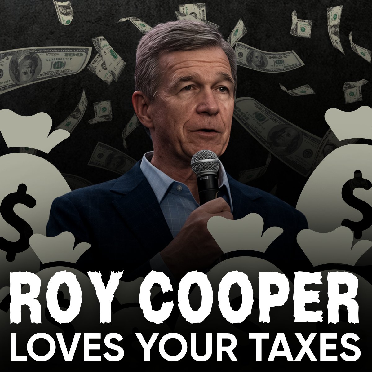 WhatleyNC's tweet photo. Today is Tax Day. Roy Cooper’s favorite day of the year. 

Roy Cooper has never seen a dollar he doesn’t want to tax, and even vetoed tax cuts as Governor. 

Under Cooper, NC would have seen a $5,600 tax HIKE had he voted no on the OBBB. The choice couldn’t be more clear. https://t.co/2jLOdz7Ik1