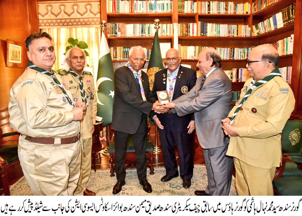 sindh_governor's tweet photo. گورنر سندھ محمد نہال ہاشمی سے سندھ بوائز اسکاوٹس ایسوسی ایشن کے وفد کی گورنر ہاؤس میں ملاقات۔ اسکاوٹس کے کردار، جمبوری اور نوجوانوں کی تربیت سے متعلق امور پر تبادلہ خیال۔ گورنر سندھ کا اسکاوٹس سرگرمیوں کے فروغ کے لیے مکمل تعاون کا یقین. https://t.co/Xv9Wiajeko
