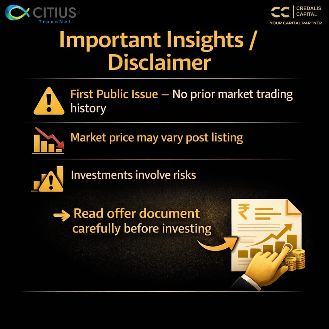 credaliscapital's tweet photo. 📢 Citius Transnet InvIT IPO
📅 Apr 17–21 | 💰 ₹99–₹100
📊 Listing: BSE &amp; NSE
Check key details before investing 👇 https://t.co/s6CApWbo7r