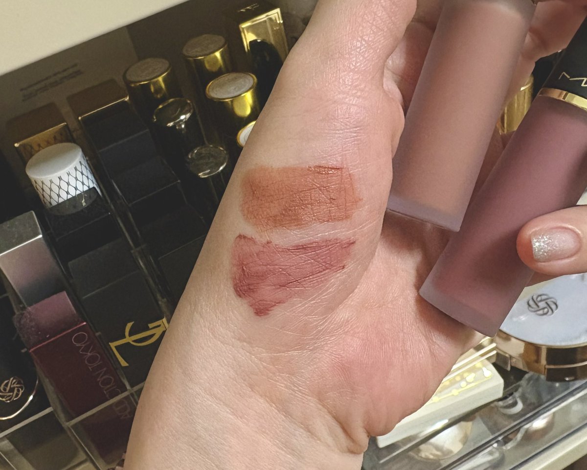 yuki_sci's tweet photo. ずっと気になってたMACのリップ&amp;チーク、まずは人気色を買ってみた！かなり好きそうなカラーで使うのが楽しみ

MAC
パウダー キス リップ + チーク ムース
951 ハビット
959 ベルベット テディ https://t.co/YgXbkFsAj6