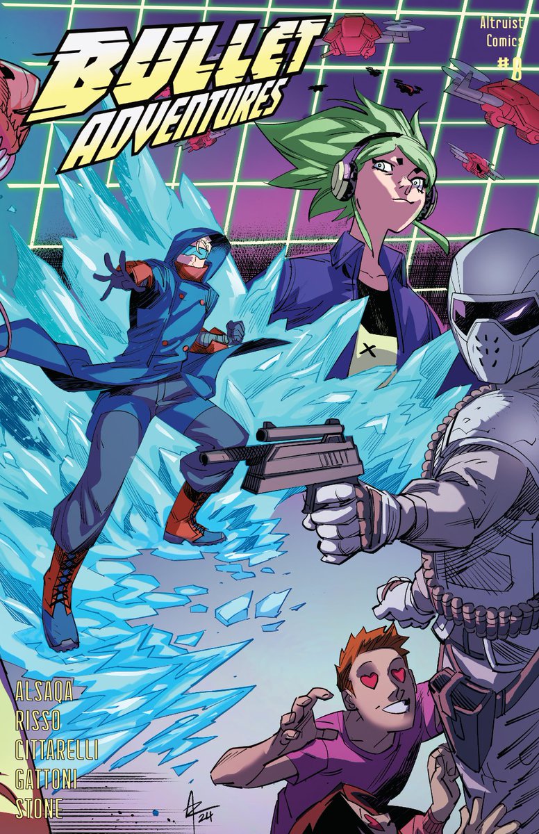 AltruistComics's tweet photo. This action packed conclusion to the second arc is LIVE on Kickstarter!

Join @EndigoMaster, @AndrRisso1, @ZychelFran, @LetteringBear, and @RandyStoneCotW, with main cover by @MarcusDauntless for Bullet Adventures #8.

https://t.co/nnHYwa6jLW https://t.co/pfSgR8LMdf