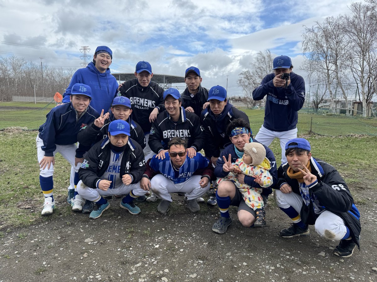 Bremens2020's tweet photo. 2026.04.11（日）
vs オーガ
5対7⚫️
先々週に続いてvsオーガ様！
先発山森は少しもったいない内容で5失点！
2番手和田は今シーズン点を取られる気配を見せない投球！
3番手坂尾は先々週の鬱憤を晴らす2回無失点！
4番手松本は安定の投球！
平田からは第二号ホームランが👏
#北海道ブレーメンズ https://t.co/oNPsaqnyyE