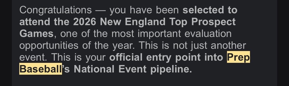 LDoyle2027's tweet photo. Thank you @PBNewEngland for an invitation to this years Top Prospect Games. I will be there on June 30th at SNHU
@NLB_Sports 
@5TPerformance https://t.co/xaepJNcAYK